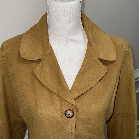 Jones New York Faux Suede Camel Color Button Down Blazer size S - Picture 3 of 10
